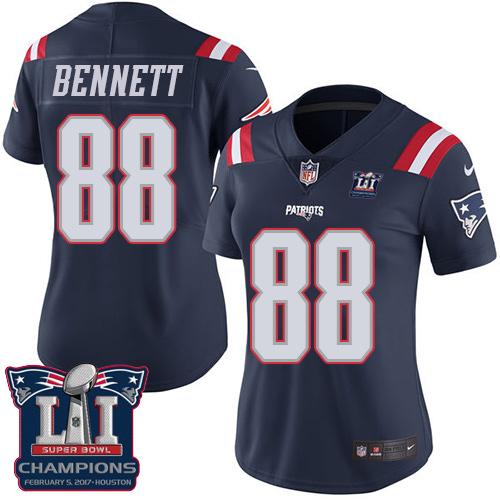 Nike Patriots #88 Martellus Bennett Navy Blue Super Bowl LI Champions Women's Stitched NFL Limited Rush Jersey