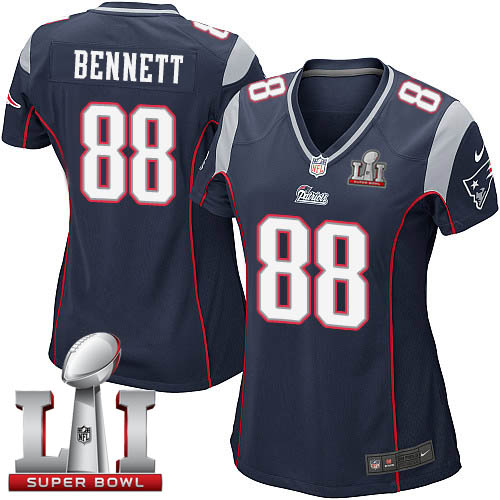 Nike Patriots #88 Martellus Bennett Navy Blue Team Color Super Bowl LI 51 Women's Stitched NFL New Elite Jersey
