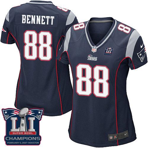 Nike Patriots #88 Martellus Bennett Navy Blue Team Color Super Bowl LI Champions Women's Stitched NFL New Elite Jersey