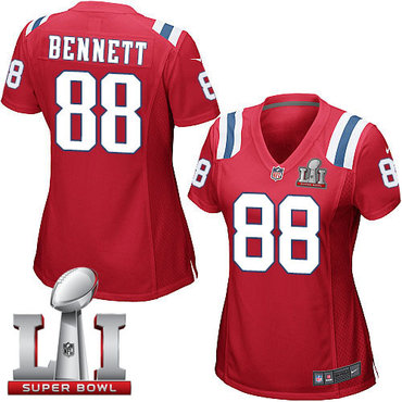 Nike Patriots #88 Martellus Bennett Red Alternate Super Bowl LI 51 Women's Stitched NFL Elite Jersey