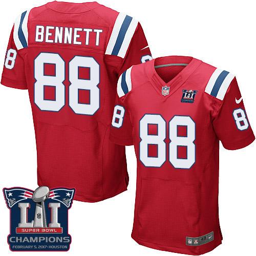 Nike Patriots #88 Martellus Bennett Red Alternate Super Bowl LI Champions Men's Stitched NFL Elite Jersey