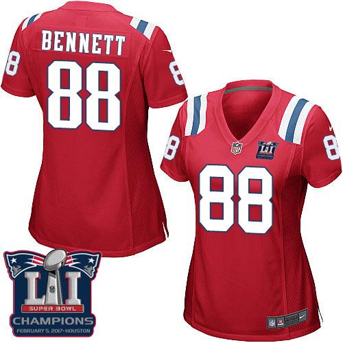Nike Patriots #88 Martellus Bennett Red Alternate Super Bowl LI Champions Women's Stitched NFL Elite Jersey