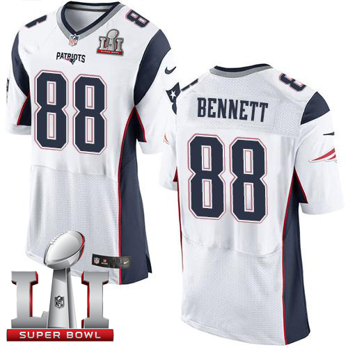 Nike Patriots #88 Martellus Bennett White Super Bowl LI 51 Men's Stitched NFL Elite Jersey