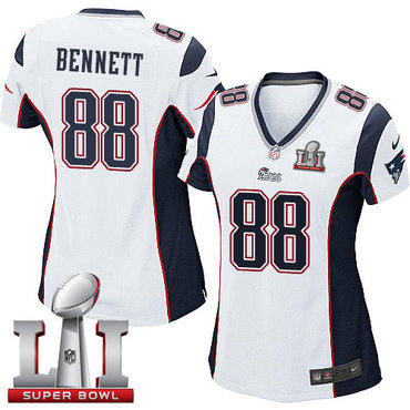 Nike Patriots #88 Martellus Bennett White Super Bowl LI 51 Women's Stitched NFL New Elite Jersey