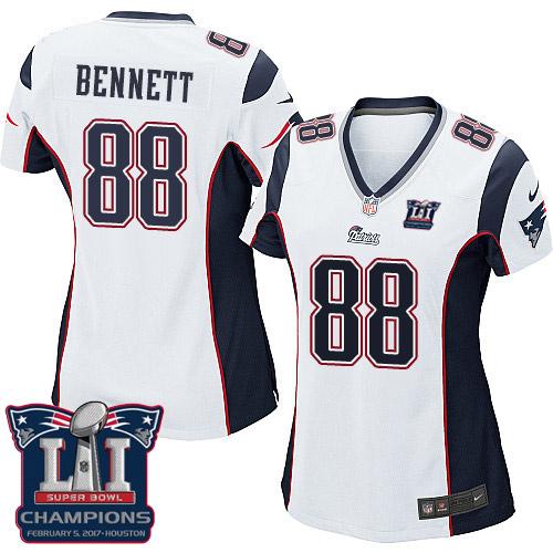 Nike Patriots #88 Martellus Bennett White Super Bowl LI Champions Women's Stitched NFL New Elite Jersey