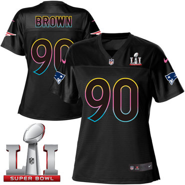 Nike Patriots #90 Malcom Brown Black Super Bowl LI 51 Women's NFL Fashion Game Jersey