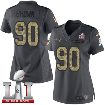 Nike Patriots #90 Malcom Brown Black Super Bowl LI 51 Women's Stitched NFL Limited 2016 Salute to Service Jersey