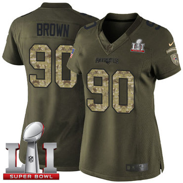 Nike Patriots #90 Malcom Brown Green Super Bowl LI 51 Women's Stitched NFL Limited Salute to Service Jersey