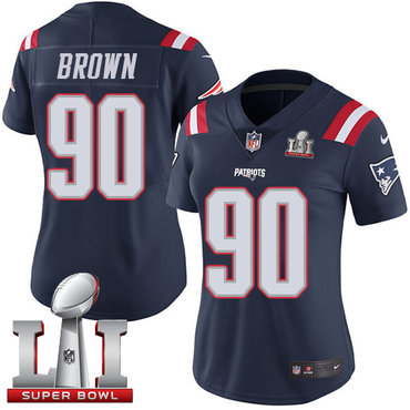 Nike Patriots #90 Malcom Brown Navy Blue Super Bowl LI 51 Women's Stitched NFL Limited Rush Jersey