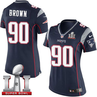 Nike Patriots #90 Malcom Brown Navy Blue Team Color Super Bowl LI 51 Women's Stitched NFL New Elite Jersey