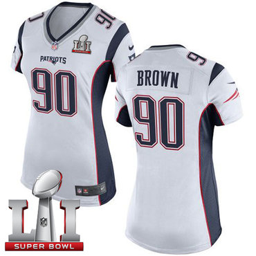 Nike Patriots #90 Malcom Brown White Super Bowl LI 51 Women's Stitched NFL New Elite Jersey