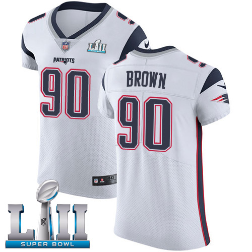 Nike Patriots #90 Malcom Brown White Super Bowl LII Men's Stitched NFL Vapor Untouchable Elite Jersey Nike Patriots #90 Malcom Brown White Super Bowl LII Men's Stitched NFL Vapor Untouchable Elite Jersey