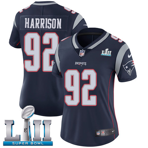 Nike Patriots #92 James Harrison Navy Blue Team Color Super Bowl LII Women's Stitched NFL Vapor Untouchable Limited Jersey