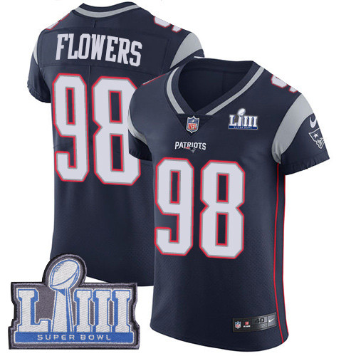 Nike Patriots #98 Trey Flowers Navy Blue Team Color Super Bowl LIII Bound Men's Stitched NFL Vapor Untouchable Elite Jersey