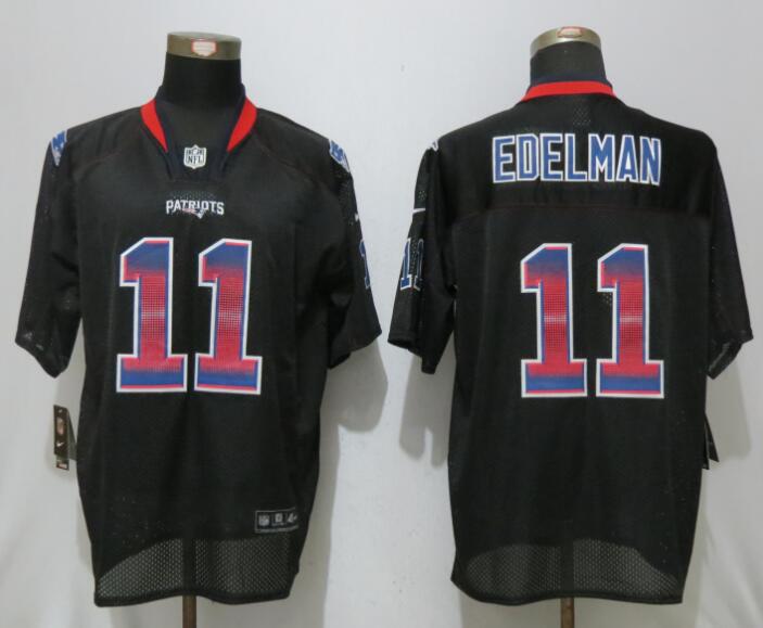 Nike Patriots 11 Julian Edelman Black Men's Pro Line Fashion Strobe Elite Jersey