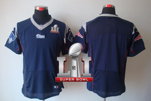 Nike Patriots Blank Navy Blue Team Color Super Bowl LI 51 Men's Stitched NFL Elite Jersey