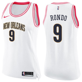 Nike Pelicans #9 Rajon Rondo White Pink Women's NBA Swingman Fashion Jersey