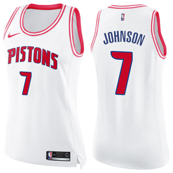 Nike Pistons #7 Stanley Johnson White Pink Women's NBA Swingman Fashion Jersey