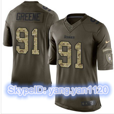 Nike Pittsburgh Steelers #91 Kevin Greene Green Men's Stitched NFL Limited Salute to Service Jersey