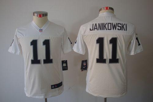 Nike Raiders #11 Sebastian Janikowski White Youth Stitched NFL Limited Jersey
