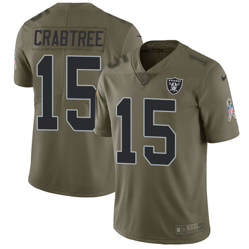 Nike Raiders #15 Michael Crabtree Olive Youth Stitched NFL Limited 2017 Salute to Service Jersey