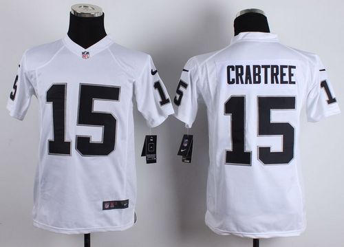 Nike Raiders #15 Michael Crabtree White Youth Stitched NFL Elite Jersey Nike Raiders #15 Michael Crabtree White Youth Stitched NFL Elite Jersey