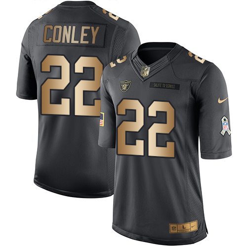 Nike Raiders #22 Gareon Conley Black Youth Stitched NFL Limited Gold Salute to Service Jersey