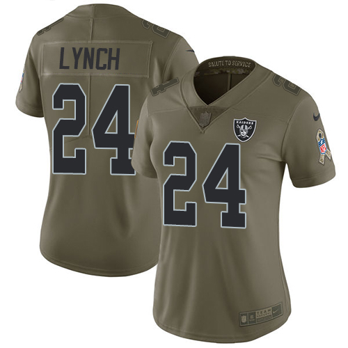 Nike Raiders #24 Marshawn Lynch Olive Women's Stitched NFL Limited 2017 Salute to Service Jersey Nike Raiders #24 Marshawn Lynch Olive Women's Stitched NFL Limited 2017 Salute to Service Jersey