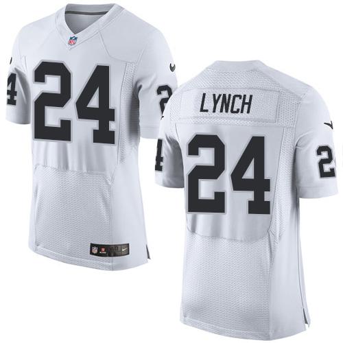 Nike Raiders #24 Marshawn Lynch White Men's Stitched NFL New Elite Jersey Nike Raiders #24 Marshawn Lynch White Men's Stitched NFL New Elite Jersey