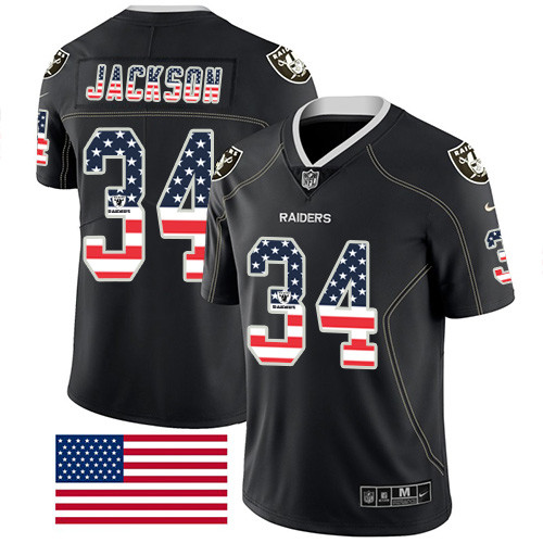 Nike Raiders #34 Bo Jackson Black Men's Stitched NFL Limited Rush USA Flag Jersey Nike Raiders #34 Bo Jackson Black Men's Stitched NFL Limited Rush USA Flag Jersey