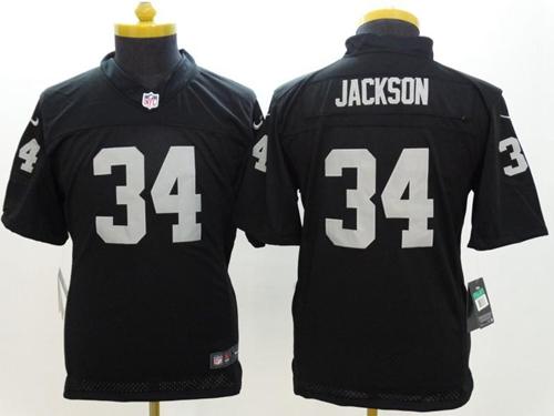 Nike Raiders #34 Bo Jackson Black Team Color Youth Stitched NFL Limited Jersey