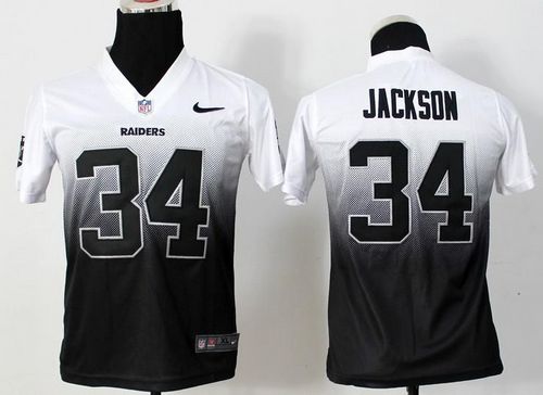 Nike Raiders #34 Bo Jackson White Black Youth Stitched NFL Elite Fadeaway Fashion Jersey