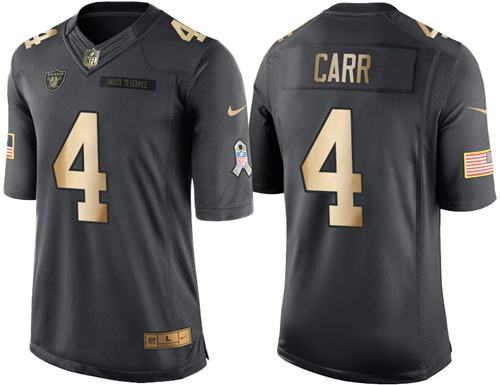 Nike Raiders #4 Derek Carr Black Youth Stitched NFL Limited Gold Salute to Service Jersey Nike Raiders #4 Derek Carr Black Youth Stitched NFL Limited Gold Salute to Service Jersey
