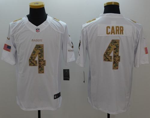 Nike Raiders #4 Derek Carr White Men's Stitched NFL Limited Salute to Service Jersey Nike Raiders #4 Derek Carr White Men's Stitched NFL Limited Salute to Service Jersey