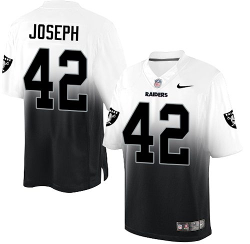 Nike Raiders #42 Karl Joseph White Black Men's Stitched NFL Elite Fadeaway Fashion Jersey Nike Raiders #42 Karl Joseph White Black Men's Stitched NFL Elite Fadeaway Fashion Jersey