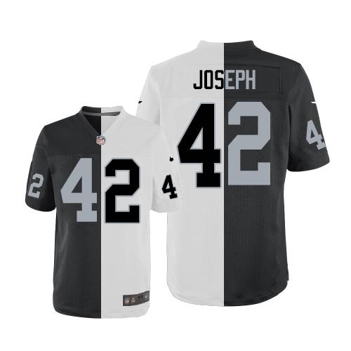 Nike Raiders #42 Karl Joseph White Black Men's Stitched NFL Elite Split Jersey Nike Raiders #42 Karl Joseph White Black Men's Stitched NFL Elite Split Jersey
