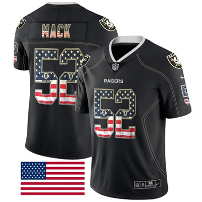 Nike Raiders #52 Khalil Mack Black Men's Stitched NFL Limited Rush USA Flag Jersey