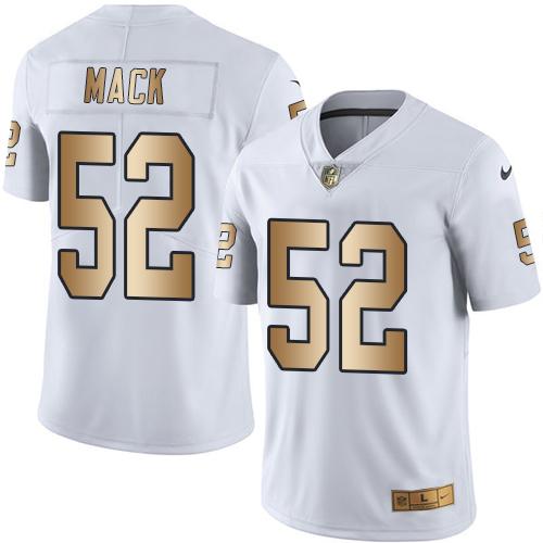 Nike Raiders #52 Khalil Mack White Men's Stitched NFL Limited Gold Rush Jersey Nike Raiders #52 Khalil Mack White Men's Stitched NFL Limited Gold Rush Jersey