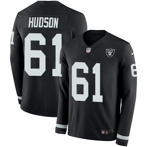 Nike Raiders #61 Rodney Hudson Black Team Color Men's Stitched NFL Limited Therma Long Sleeve Jersey Nike Raiders #61 Rodney Hudson Black Team Color Men's Stitched NFL Limited Therma Long Sleeve Jersey