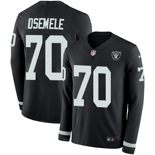 Nike Raiders #70 Kelechi Osemele Black Team Color Men's Stitched NFL Limited Therma Long Sleeve Jersey Nike Raiders #70 Kelechi Osemele Black Team Color Men's Stitched NFL Limited Therma Long Sleeve Jersey