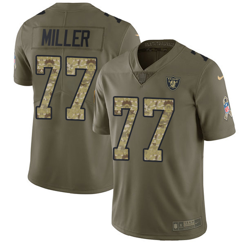 Nike Raiders #77 Kolton Miller Olive Camo Men's Stitched NFL Limited 2017 Salute To Service Jersey Nike Raiders #77 Kolton Miller Olive Camo Men's Stitched NFL Limited 2017 Salute To Service Jersey