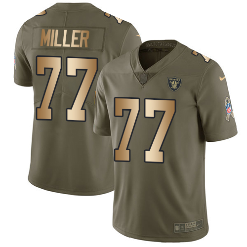 Nike Raiders #77 Kolton Miller Olive Gold Men's Stitched NFL Limited 2017 Salute To Service Jersey Nike Raiders #77 Kolton Miller Olive Gold Men's Stitched NFL Limited 2017 Salute To Service Jersey