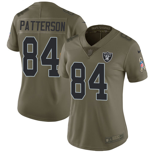 Nike Raiders #84 Cordarrelle Patterson Olive Women's Stitched NFL Limited 2017 Salute to Service Jersey Nike Raiders #84 Cordarrelle Patterson Olive Women's Stitched NFL Limited 2017 Salute to Service Jersey