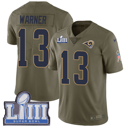 Nike Rams #13 Kurt Warner Olive Super Bowl LIII Bound Men's Stitched NFL Limited 2017 Salute to Service Jersey Nike Rams #13 Kurt Warner Olive Super Bowl LIII Bound Men's Stitched NFL Limited 2017 Salute to Service Jersey
