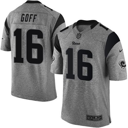 Nike Rams #16 Jared Goff Gray Men's Stitched NFL Limited Gridiron Gray Jersey Nike Rams #16 Jared Goff Gray Men's Stitched NFL Limited Gridiron Gray Jersey