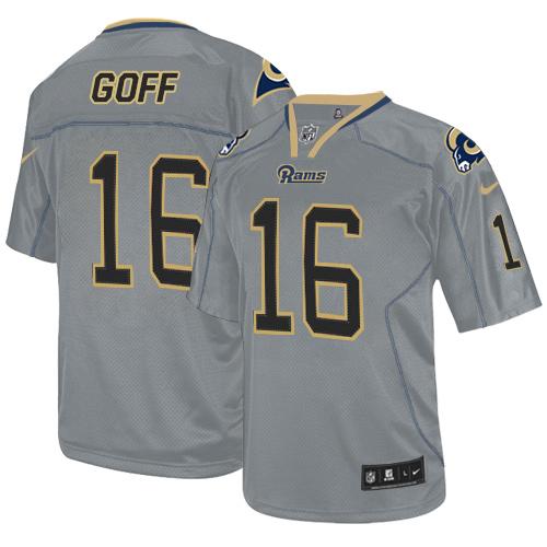 Nike Rams #16 Jared Goff Lights Out Grey Men's Stitched NFL Elite Jersey Nike Rams #16 Jared Goff Lights Out Grey Men's Stitched NFL Elite Jersey