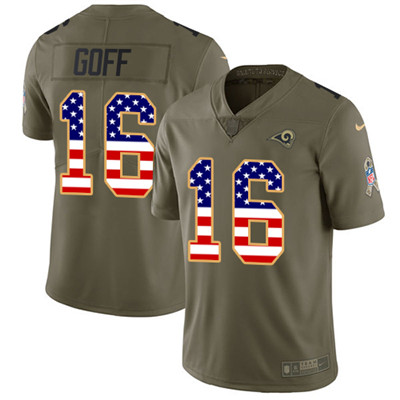Nike Rams #16 Jared Goff Olive USA Flag Men's Stitched NFL Limited 2017 Salute To Service Jersey Nike Rams #16 Jared Goff Olive USA Flag Men's Stitched NFL Limited 2017 Salute To Service Jersey