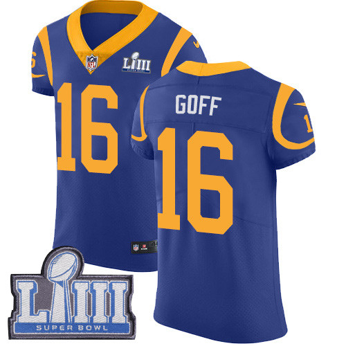 Nike Rams #16 Jared Goff Royal Blue Alternate Super Bowl LIII Bound Men's Stitched NFL Vapor Untouchable Elite Jersey Nike Rams #16 Jared Goff Royal Blue Alternate Super Bowl LIII Bound Men's Stitched NFL Vapor Untouchable Elite Jersey