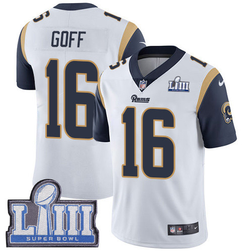 Nike Rams #16 Jared Goff White Super Bowl LIII Bound Men's Stitched NFL Vapor Untouchable Limited Jersey Nike Rams #16 Jared Goff White Super Bowl LIII Bound Men's Stitched NFL Vapor Untouchable Limited Jersey