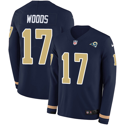 Nike Rams #17 Robert Woods Navy Blue Team Color Men's Stitched NFL Limited Therma Long Sleeve Jersey Nike Rams #17 Robert Woods Navy Blue Team Color Men's Stitched NFL Limited Therma Long Sleeve Jersey